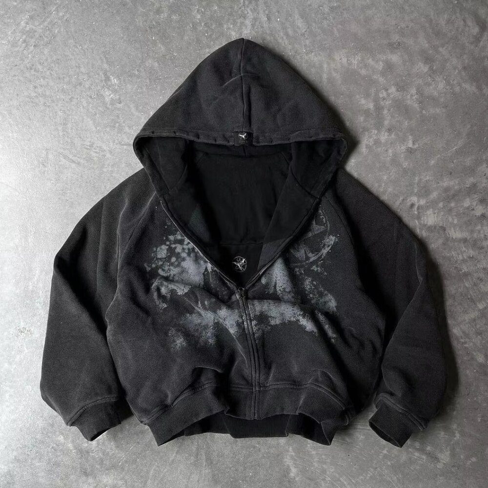 Black and Grey Zip up Hoodie
